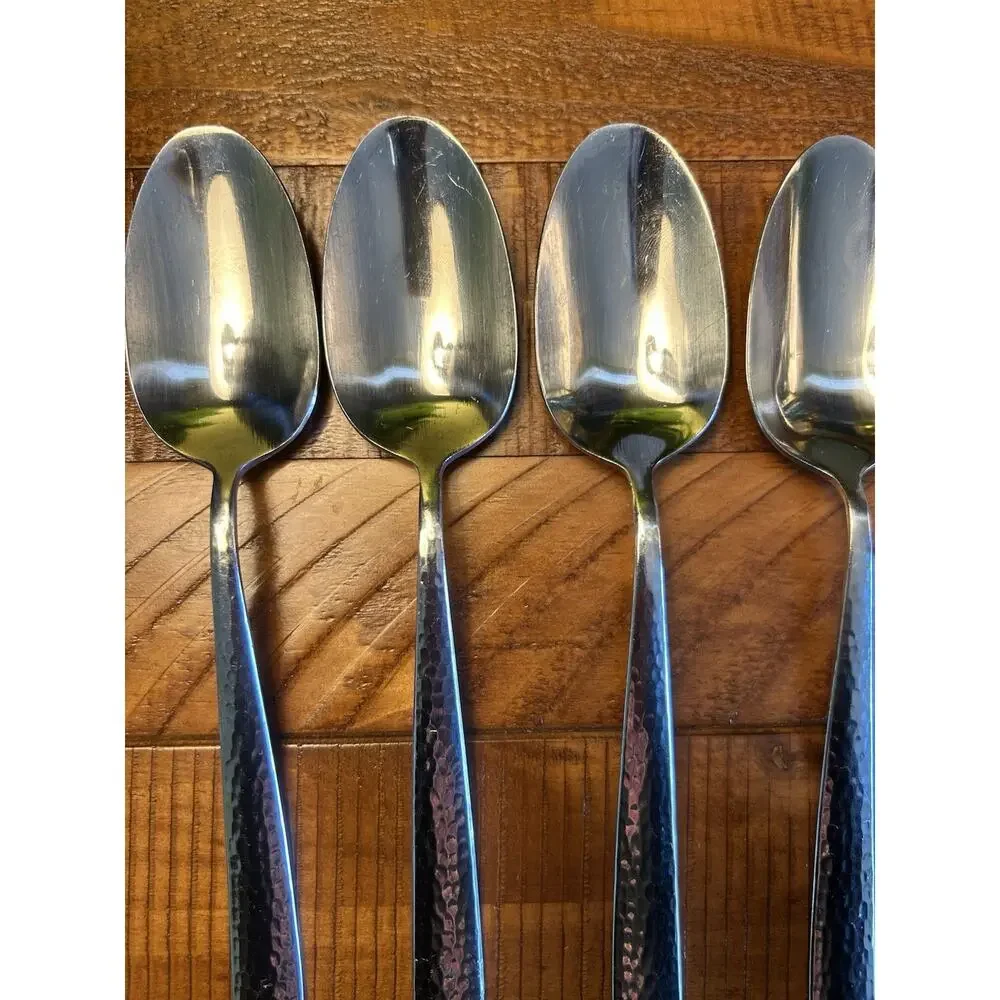 Wallace Continental Hammered Handle Set of 4 Dinner Spoons 18/10 Stainless Steel